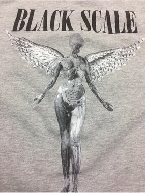 Black Scale Crewneck Sweatshirt Gray Sweater Size XL Unborn Angel Streetwear Y2K